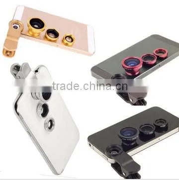 Mobile Phone Used Fisheye Lens , Focus Fisheye Lens 3 In1lens Kit