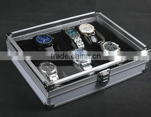 C67 ANPHY 12 Unit Watch Display Case Aluminium Watch Box Flannelette Quality Choice photo-3