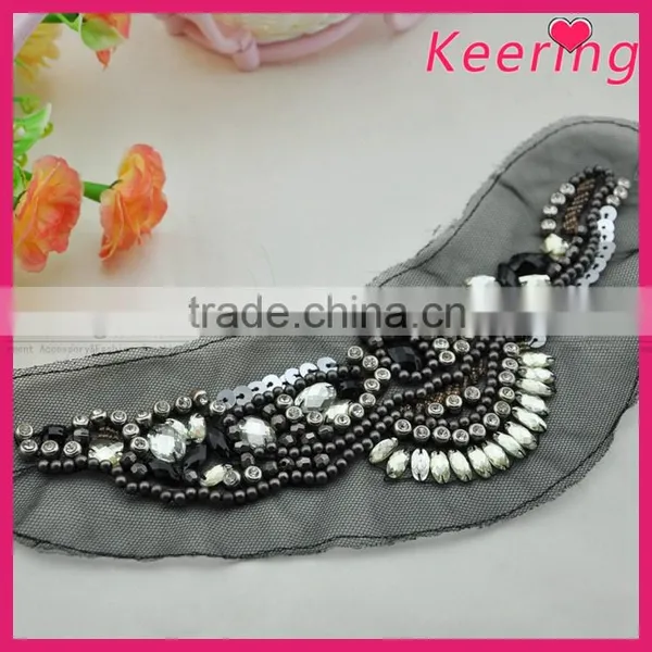 New Arrival Handmade Black Beaded Neckline for Garments photo-2