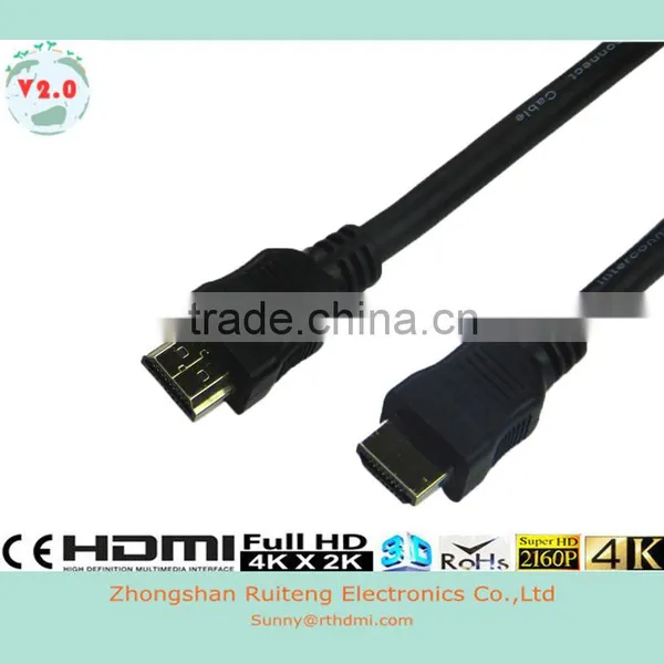 V2.0 Black HDMI Cable With Ethernet and Gold Connector Support 3D and 4K From 0.5-40m photo-2
