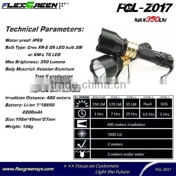 Novel 18650 Battery Golden Ring LED Q5 Flashlight photo-3