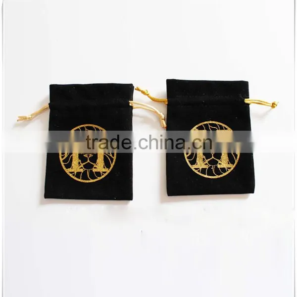Cheap Wholesale Black Custom Velvet Drawstring Pouches With White Silk-screen Logo Printed photo-3