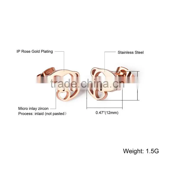 2016 Chinese New Year 316L Stainless Steel Rose Gold Plated Lucky Monkey Earring for Women photo-6