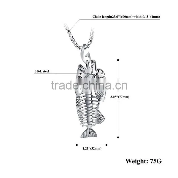 Stainless Steel Black Metal Jewelry Fish Necklace photo-6