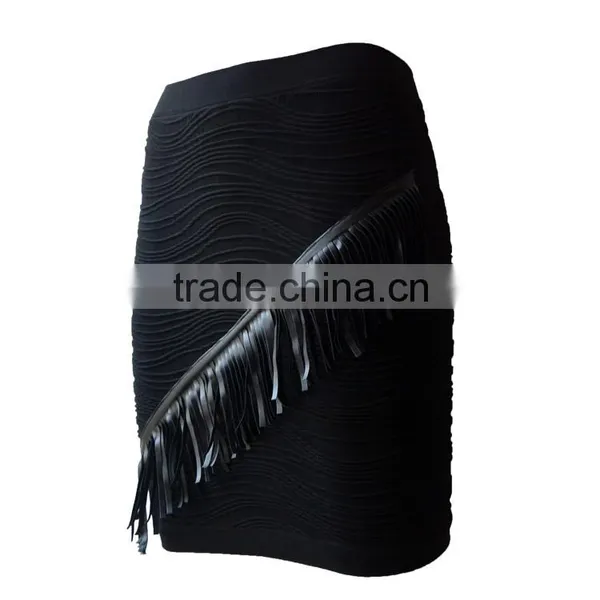 2016 Fashion Tassel Black Pencil Skirt Knee photo-3