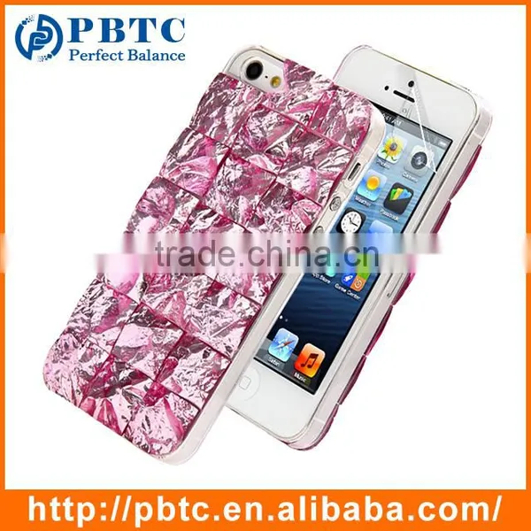 Set Screen Protector And Case For Iphone 5 , Hard Plastic Blue Bling Diamond 3D Crystal Case photo-4