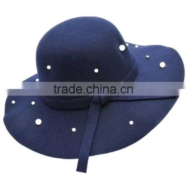 New Vintage Sun Hats For Women Ladies Floppy Wide Brim Wool Felt Hat