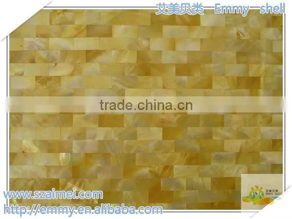 Brick Yellow Mother of Pearl Mosaic Gold Shell Mosaic Wall Tile photo-4