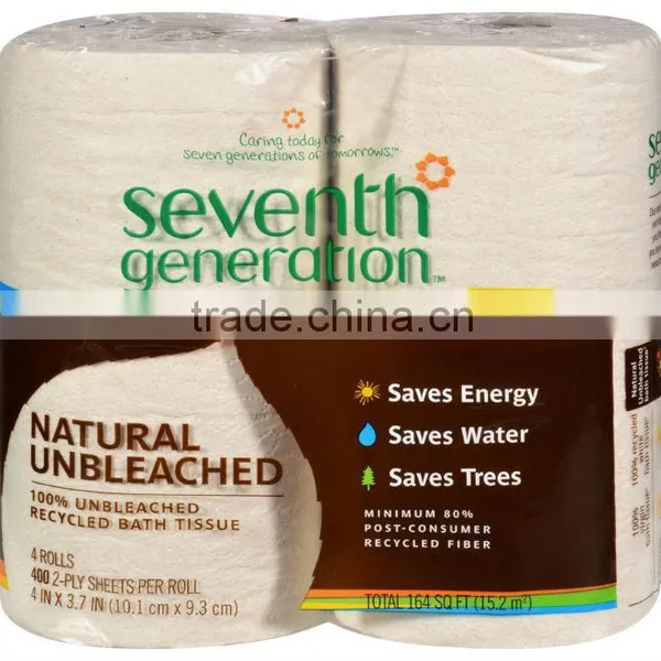 Seventh Generation Bathroom Tissue - 2 Ply Natural Unbleached - 4 ct 400 Sheet Rolls - Case of 12