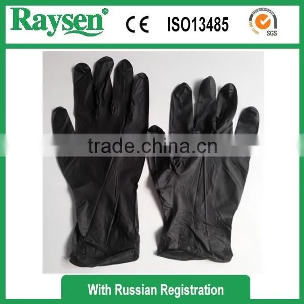 Disposable Black Nitrile Exam Gloves Powder-free From Raysen photo-2