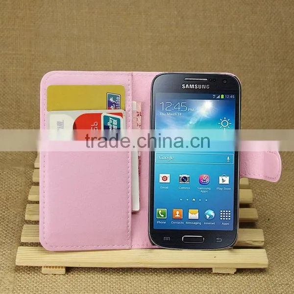 High Quality Leather Folio Flip Case Cover With Wallet and Card Slot for Samsung GALAXY S4 Mini I9190 photo-5