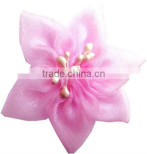 Good Qulaity Small Organza Flowers For Clothes/Little Flowers For Girls' Hair Clips photo-6