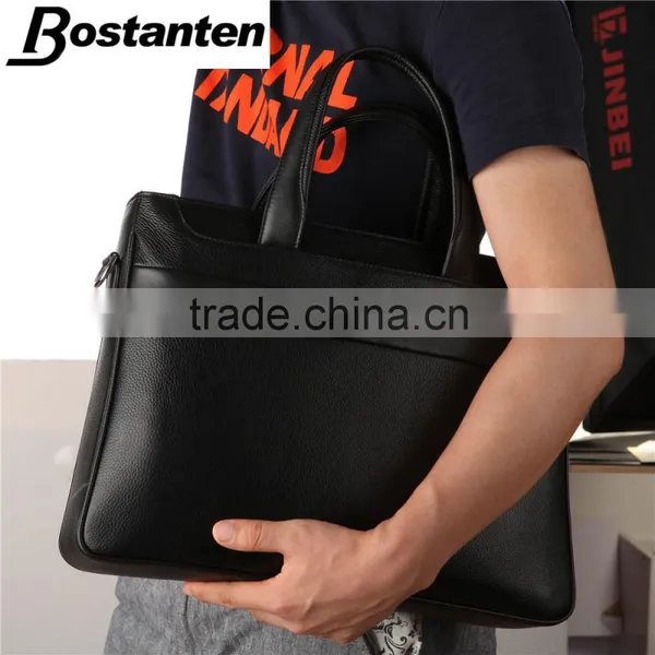 Horizontal Cowhide Leather Vintage Men Briefcase Laptop Bag Messenger Hand Bag photo-6
