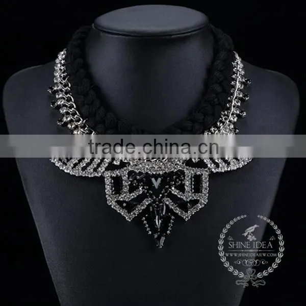 High Quality Vintage Colorful Rhinestone Chunky Statement Necklace Tin Alloy Fashion Women Pendant Necklace 6390049 photo-2