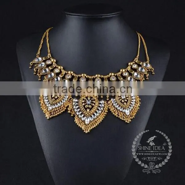 High Quality Vintage Rhinestone Chunky Statement Necklace Tin Alloy Fashion Women Pendant Necklace 6390128 photo-2