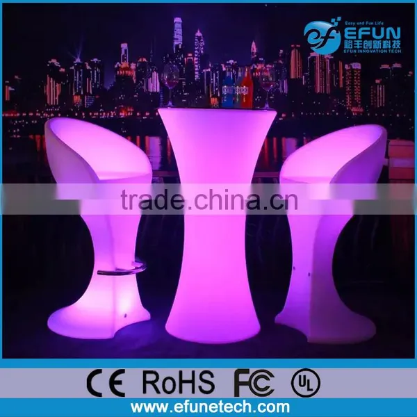 Modern Led Furniture Indoor Cafe Tables,RGB Color Tall Bar Table and Chairs photo-2