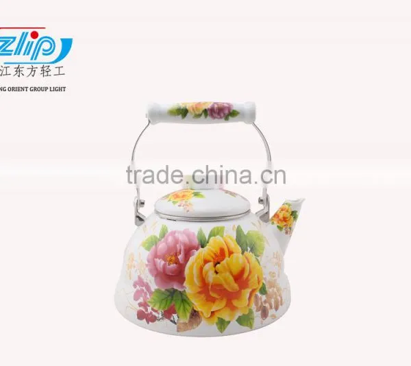 3L Good Quality Enamel Tea Kettle With Ceramic Handle Beautiful Decal photo-3