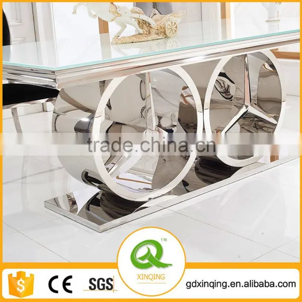 TH413 Stainless Steel Tempered Glass Dining Table Design photo-2