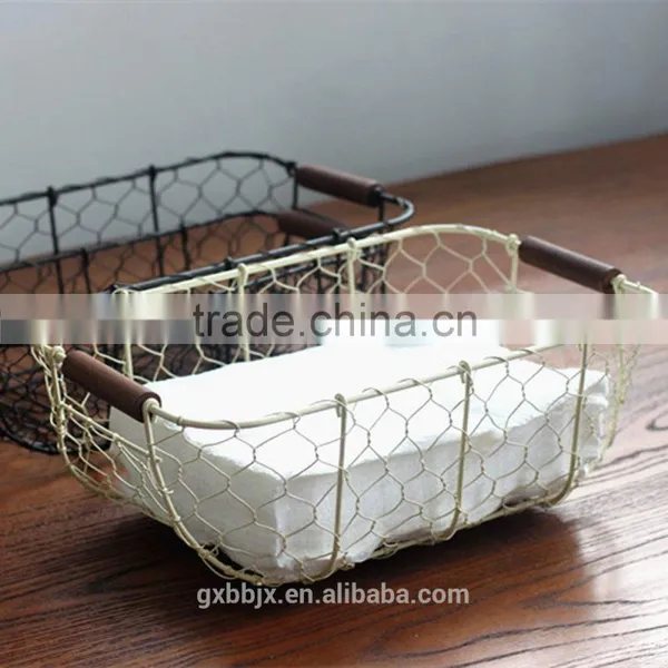 Wire Basket With Wooden Handles-Vintage Style photo-2