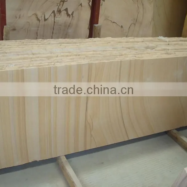 Yellow Wooden Sandstone Slab For Sale Yellow Sandstone Tiles Price photo-4