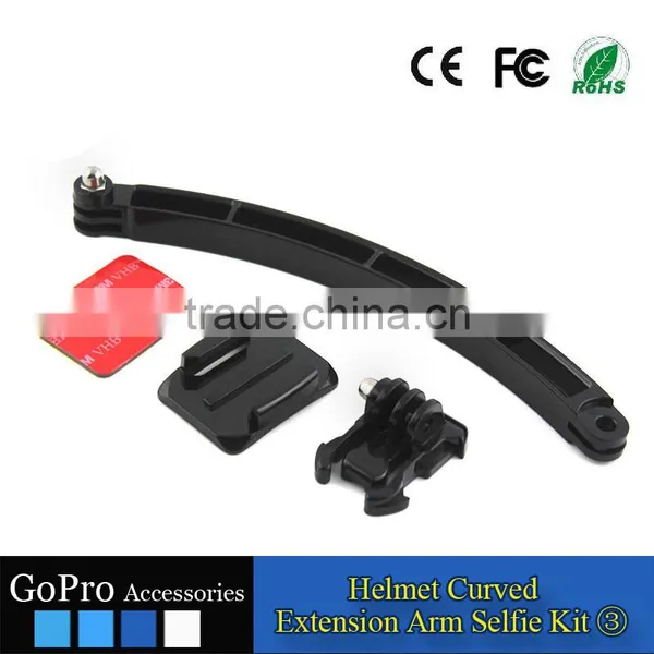 2016 New Wholesale Helmet Curved Extension Arm Selfie Kit for Sports Camera Accessory photo-3