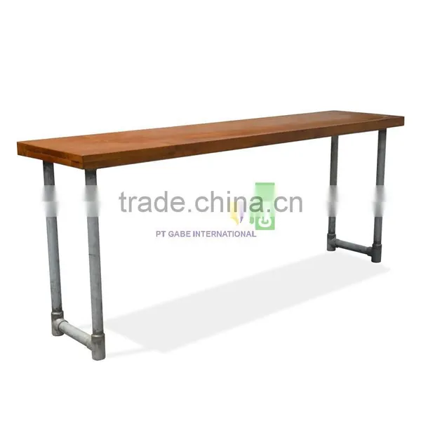 Furniture Console Table Industrial Style Combination Metal and Teak Wood photo-2