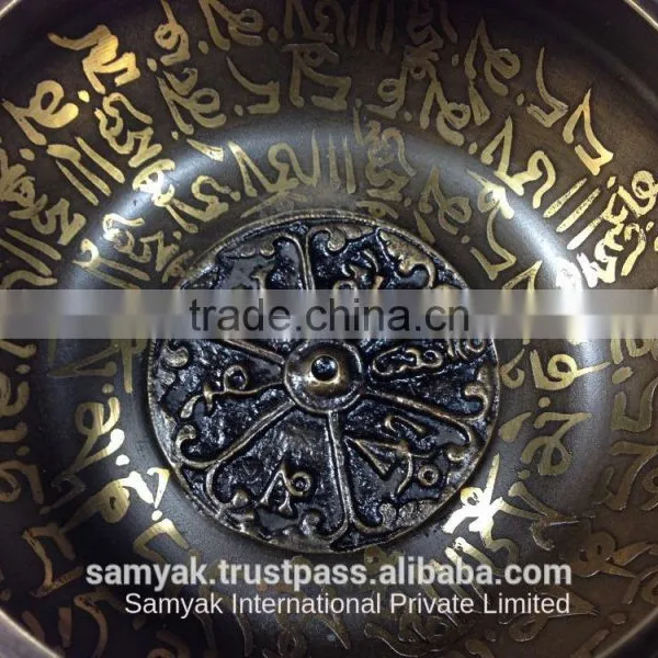 High Quality Buddhist 8 Good Luck Symbols Crafted Handmade Tibetan Singing Bowl photo-3