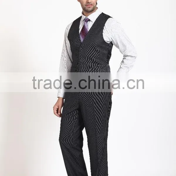 2015 Stripe Fashion 3 Pieces Slim Fit Business Suits for Man photo-6