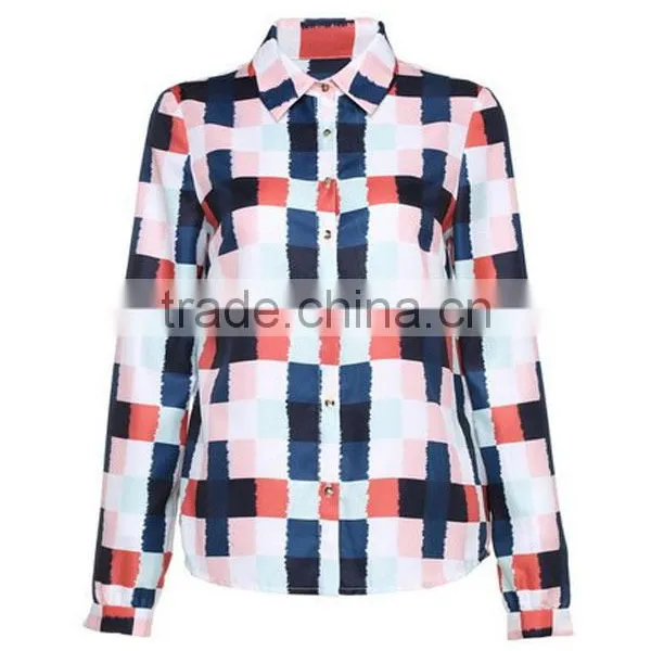 New Ladies' Fashion Long Sleeves Allover Print High Quality and Direct Manufacture Ladies Basic Blouse photo-2