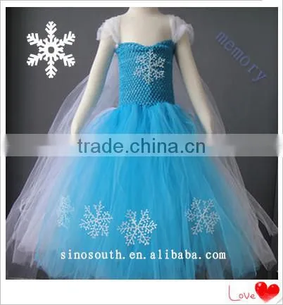 Wholesale Handmade Birthday Girls Frozen Tutu Dress Fabric fo photo-5