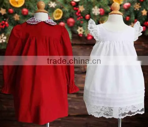 White Pinafore Classic Red Christmas Children Clothing Sets 3 Year Old Girl Dress photo-4