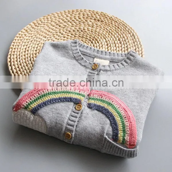 S17699A Children Sweaters Rainbow Pattern Girls Clothes Kids Sweaters photo-4