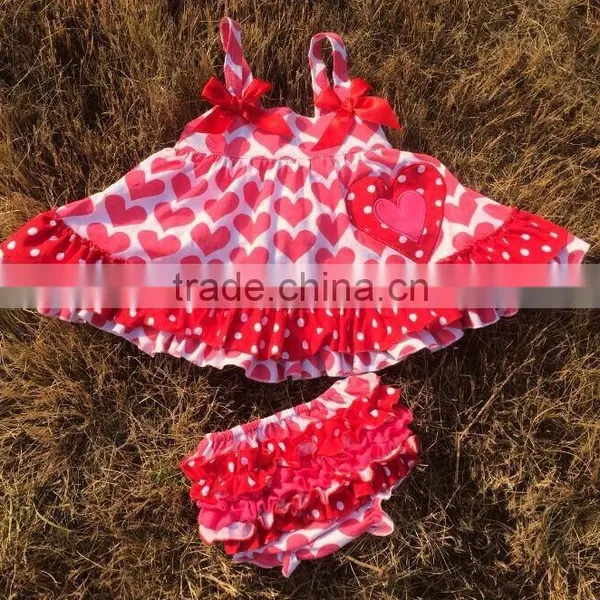 Baby New Valentine Swing Tops Swing Outfits With Matching Necklace and Bows photo-2