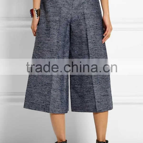 Lady Wide-leg High Waist Boucle Culottes Pants Trousers photo-2