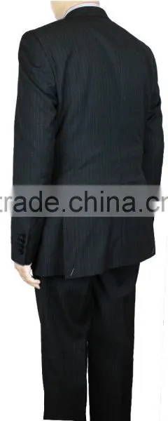 NAAMS MEN'S WOOL 2 BUTTON 2 VENT SLIM FIT SUIT JACKET FLAT FRONT PANT GREY STRIPE photo-3