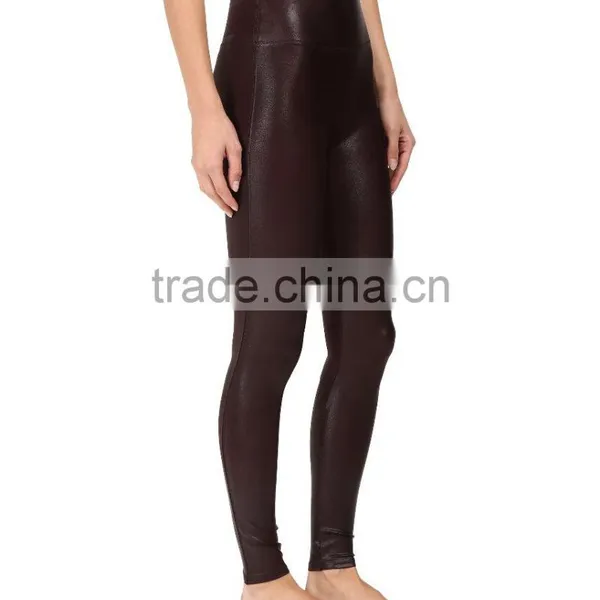 Wholesale Fashion 2017 Ladies Faux Leather Slim Fit Custom Yoga Leggings Sexy Leather Stretch Legging photo-2