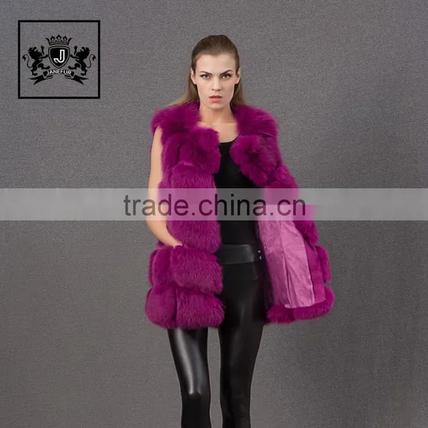 2017 Women Fantastic Design Purple100% Real Fox Fur Vest