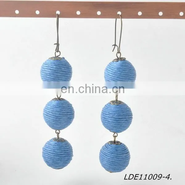2017 Bon Bon Style Thread Wrapped Ball Drop Earrings photo-4