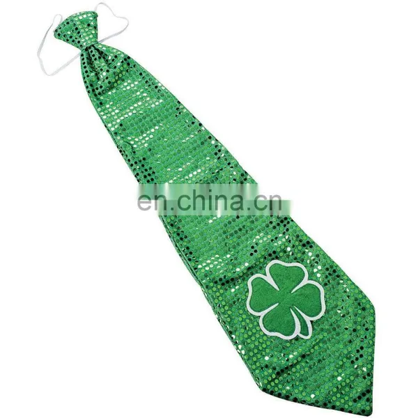 Wholesale Silk Sequin Custom Ties Shamrock St. Patrick's Day photo-3