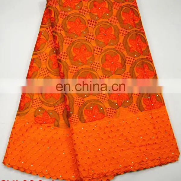 2017 African Heavy Swiss Cotton Lace Fabric , Yellow +blue Color Nigeria Cotton Lace ,african Dresses Lace Fabric Cotton photo-4