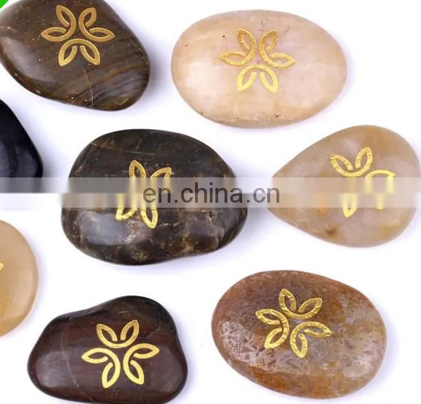 Life Tree Zodiac Symbol Engraved Natural Stone Pendants Charms Logo Label Engraved Pebbles Cobblestone Pendants Charms Hangers photo-4