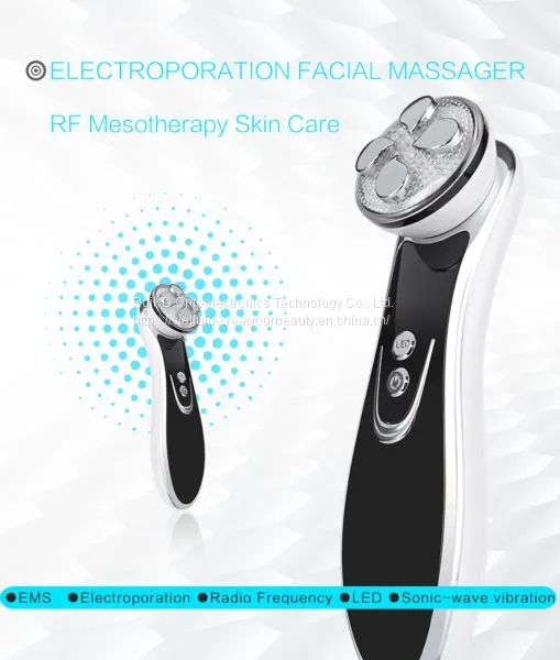 Electroporation Facial Massager Multi-function 6 in 1 LED RF Mesotherapy Skin Care Device
