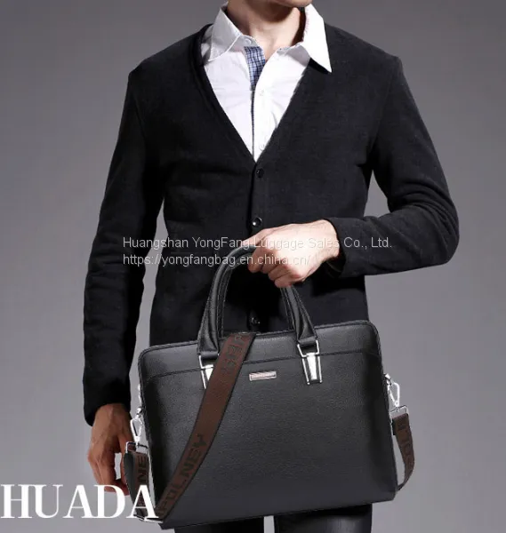 New Men's Leather Handbag Cross-sectional Business Bag photo-5