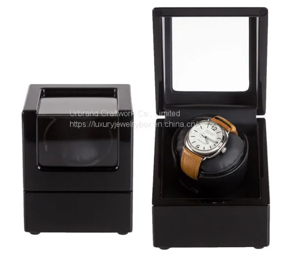 Gloss Wooden Watch Winder Luxury Single Watch Winder With Glass Window Design