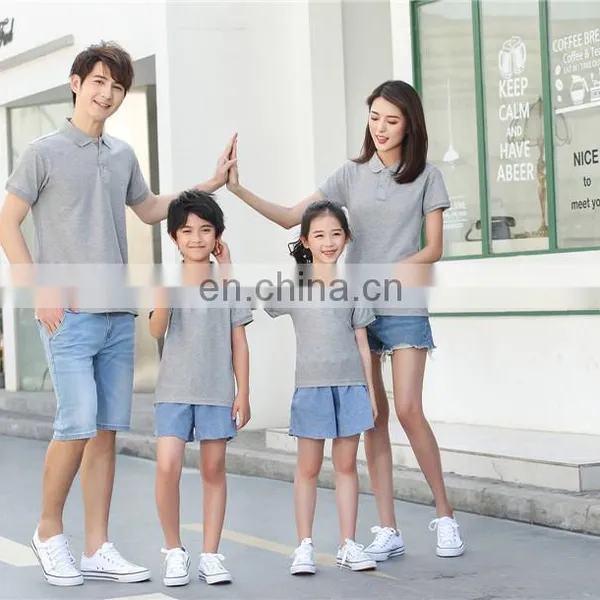 Family Parent Child Custom Logo Solid Plain Color Cotton Polyester Short Sleeve Kids Polo t Shirt photo-2