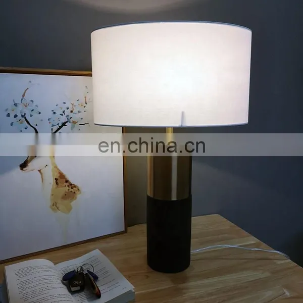 2020 Black Gold Fabric Bedside Table Lamp Luxury Marble Led Reading Lamp photo-5