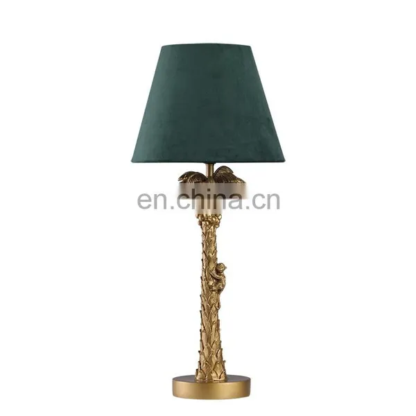 High Quality Bedside Desk Lighting Retro Nightstand Lights Resin With Green Lampshade photo-7