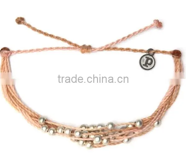 Hot New Many Layers Red Wax Cord Knot Bracelet With Copper Beads for Luck Girl photo-6