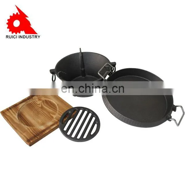 Round Cast Iron Camping Stove With Frying Pan Charcoal Portable Bbq Grills photo-4