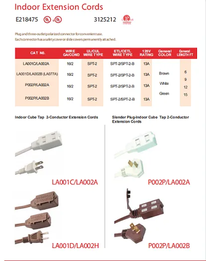 NEMA1-15P/NEMA1-15R 13A Indoor Extension Cords photo-4